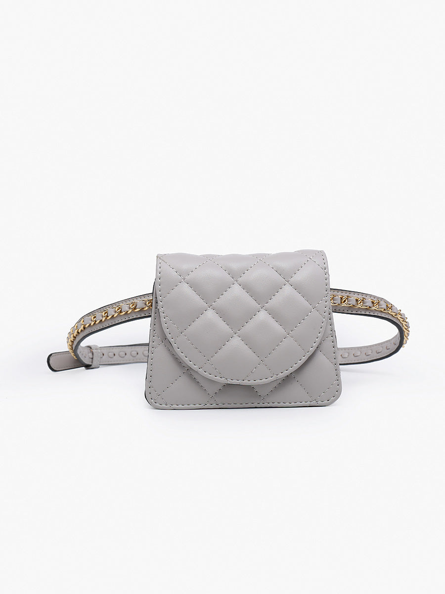 Annalee Quilted Mini Bag in Grey - Jen & Co. vegan handbag
