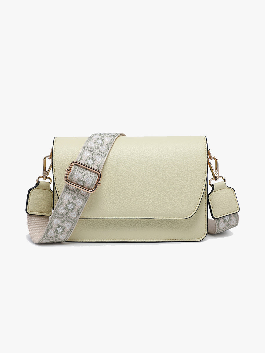 Noah Vegan Guitar Strap Crossbody Pale Pistachio - Jen & Co. vegan handbag