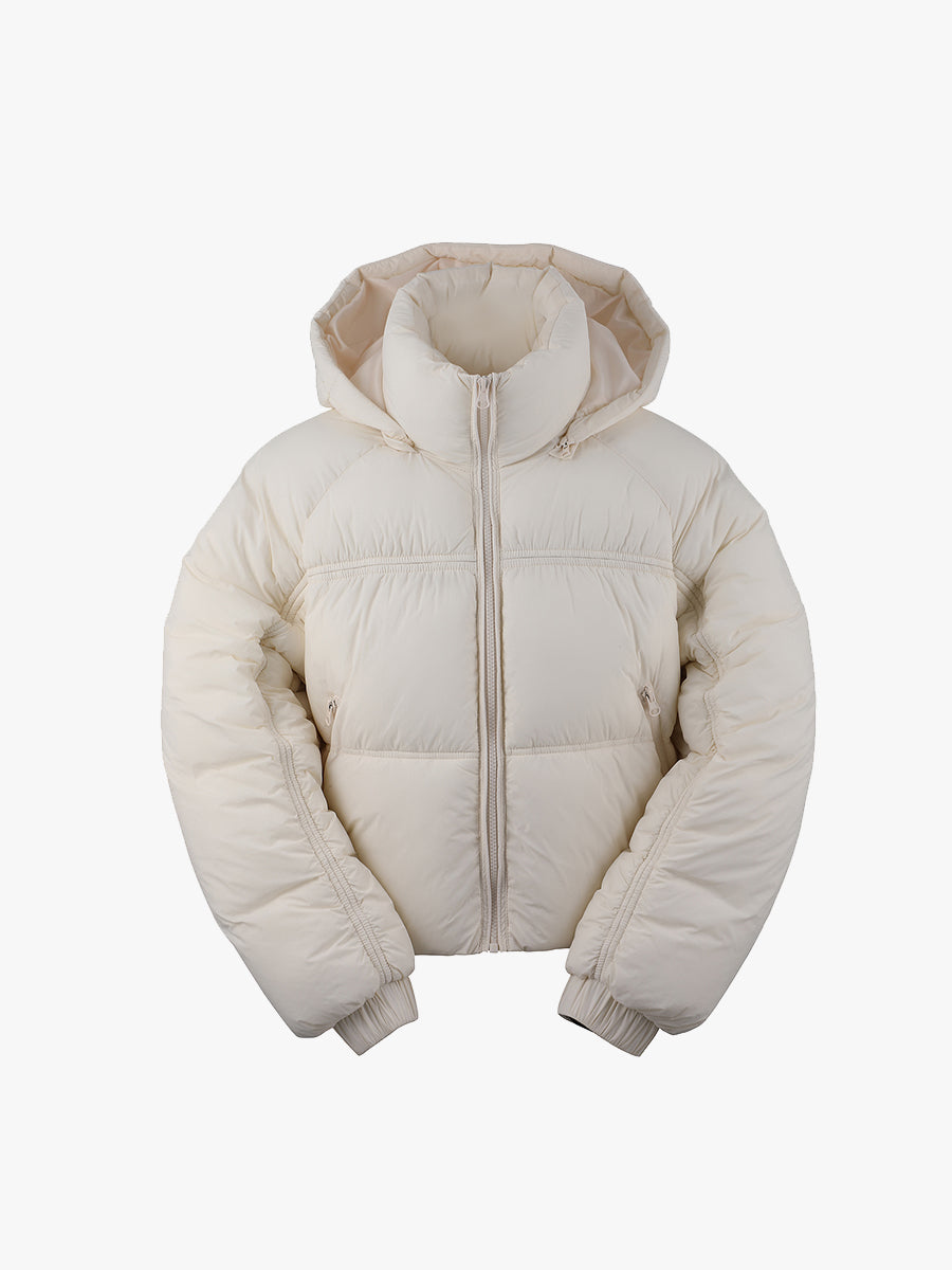 Miranda Nylon Puffer Jacket Off White - Jen & Co. vegan handbag