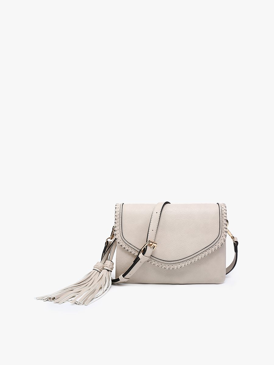 Sloane Vegan Crossbody in Greige - Jen & Co. vegan handbag
