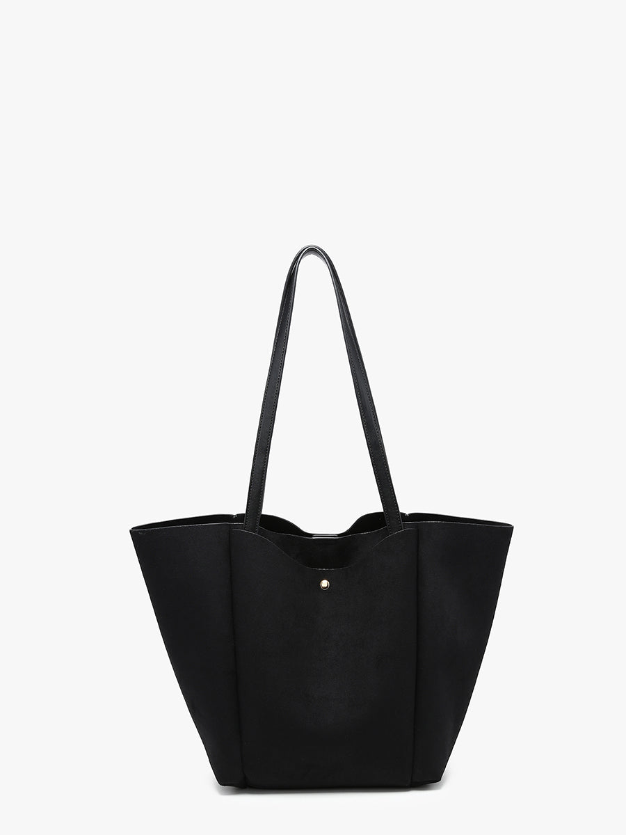 Giselle Vegan Suede Tote Black - Jen & Co. vegan handbag