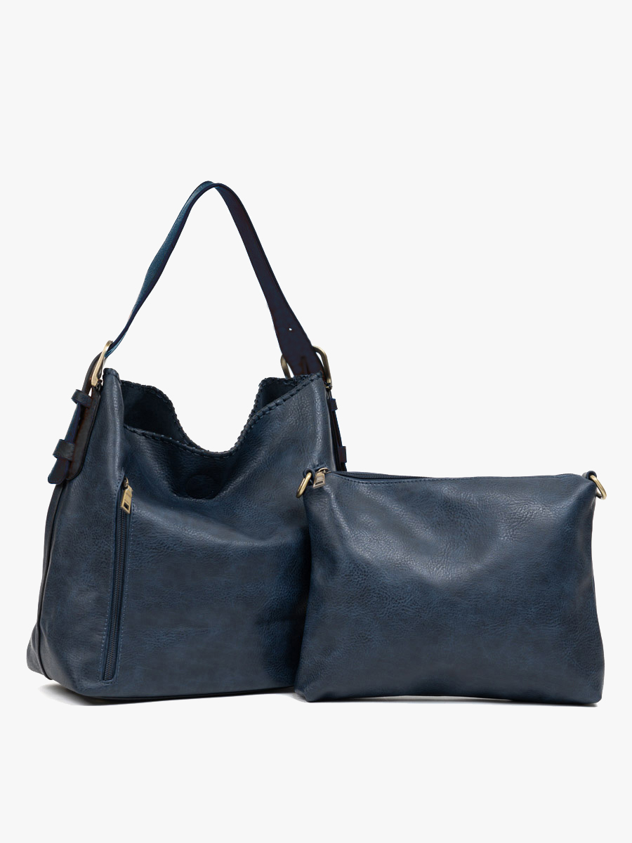 Alexa Vegan Hobo in Navy - Jen & Co. vegan handbag