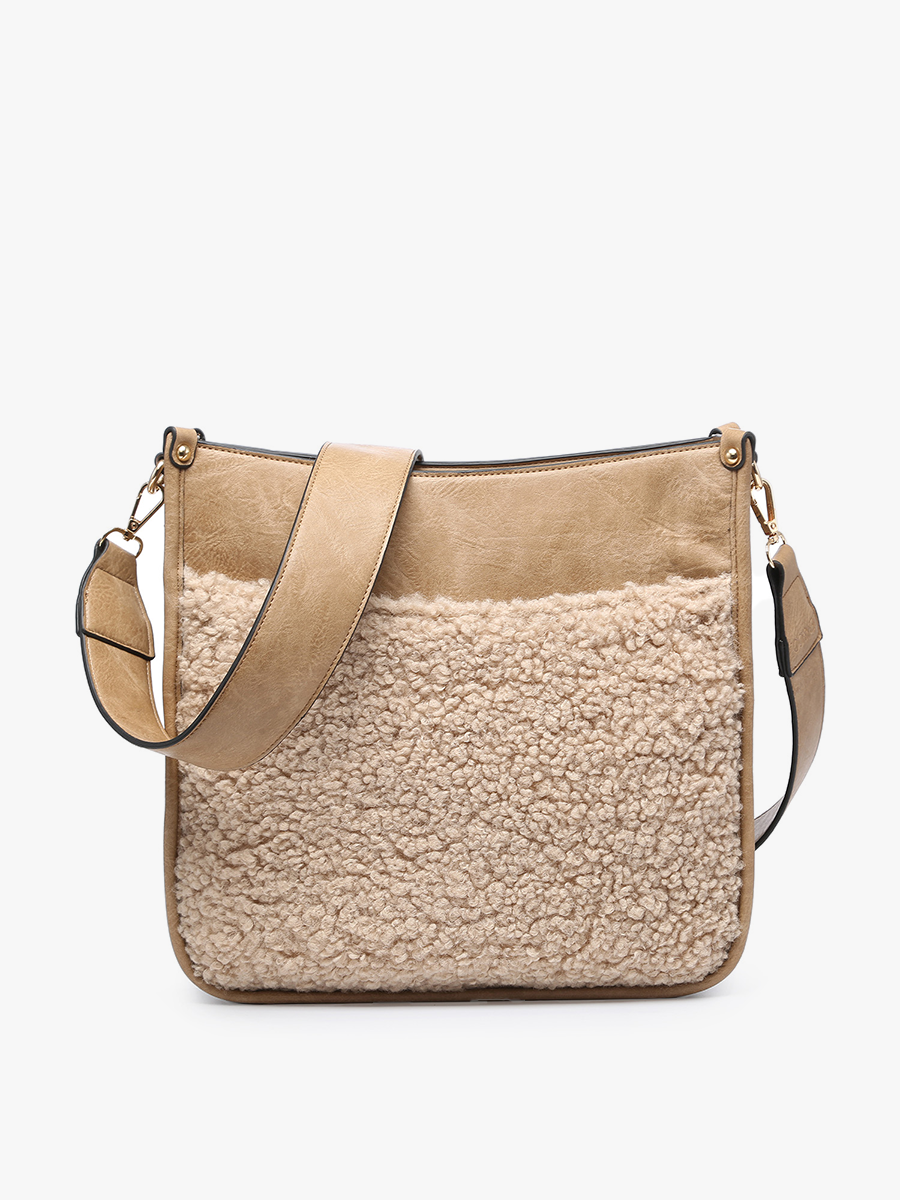 Chloe Vegan Teddy Crossbody in Taupe - Jen & Co. vegan handbag