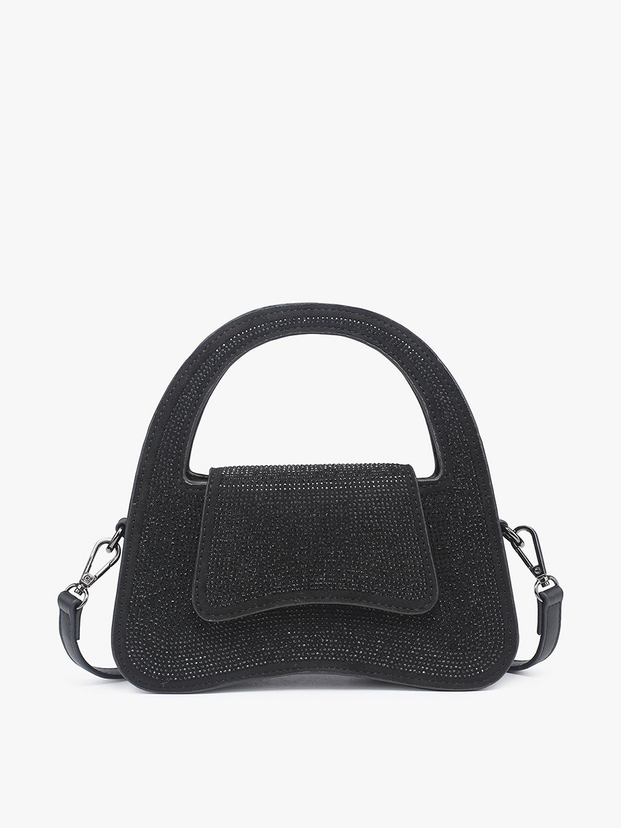 Leah Vegan Rhinestone Bag in Black - Jen & Co. vegan handbag