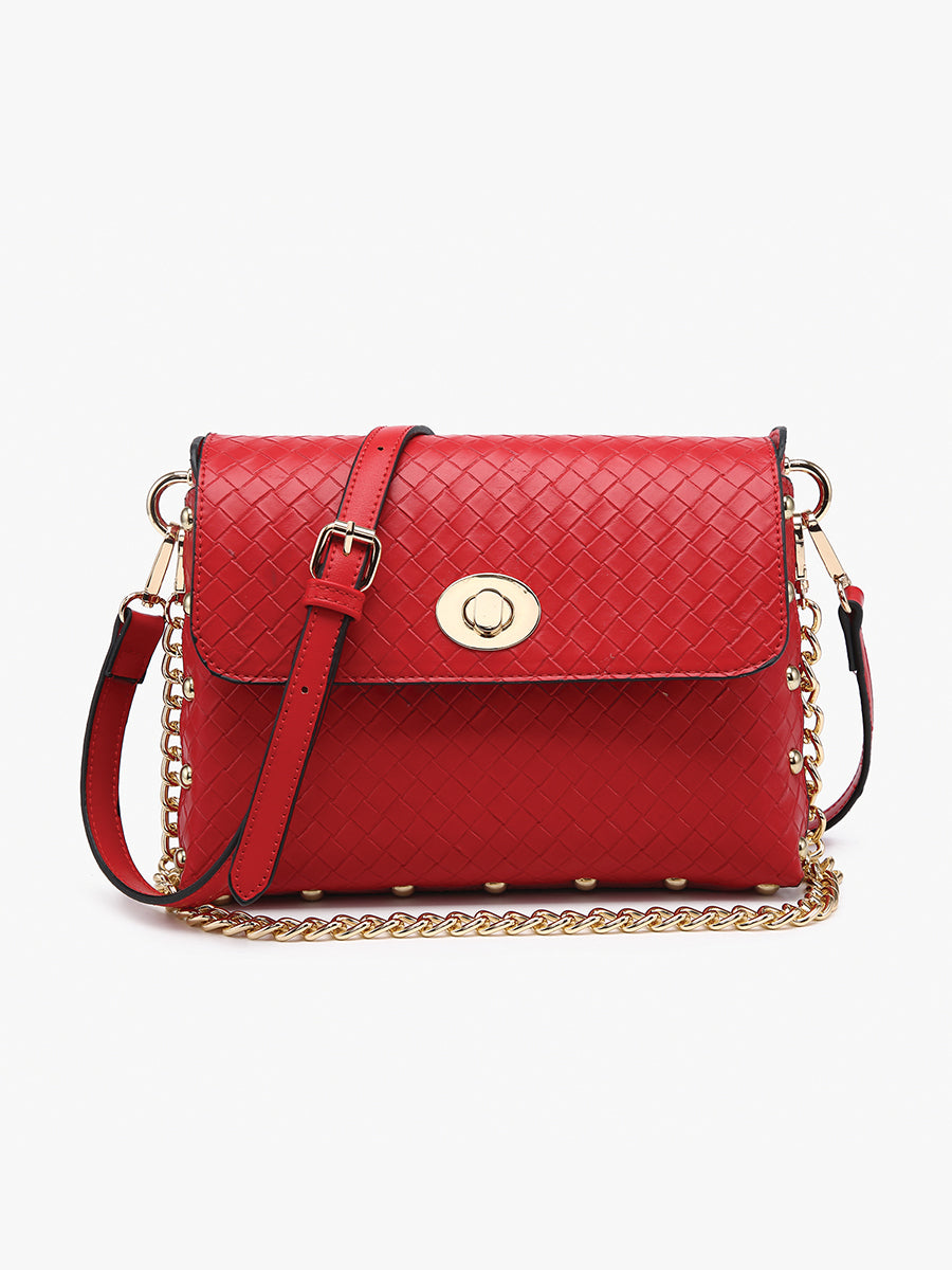 Yazmin Vegan Woven Crossbody Cherry Red - Jen & Co. vegan handbag