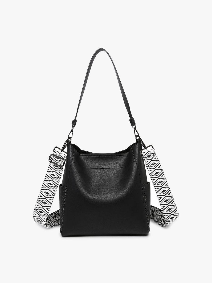 Penny Vegan Bucket Bag in Black - Jen & Co. vegan handbag