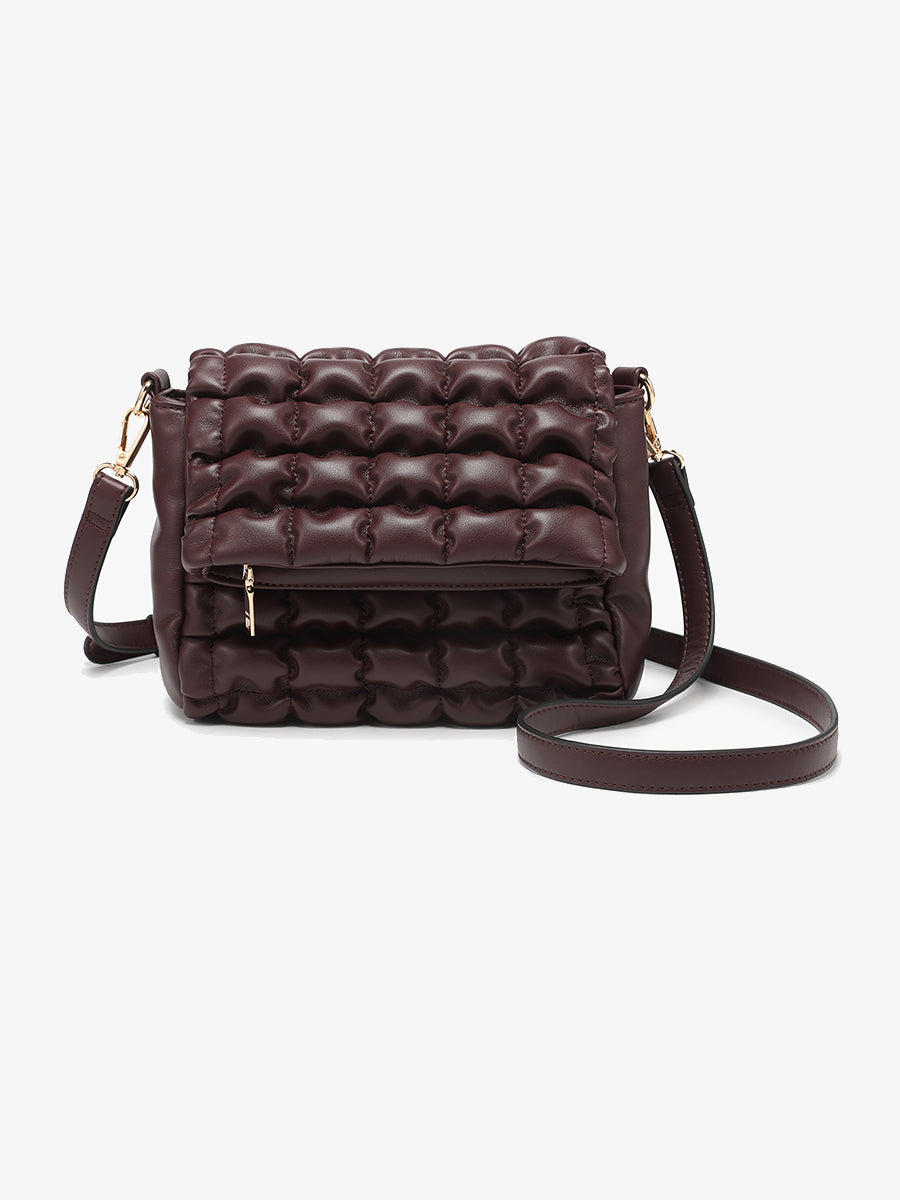 Naomi Vegan Quilted Crossbody Bordeaux - Jen & Co. vegan handbag