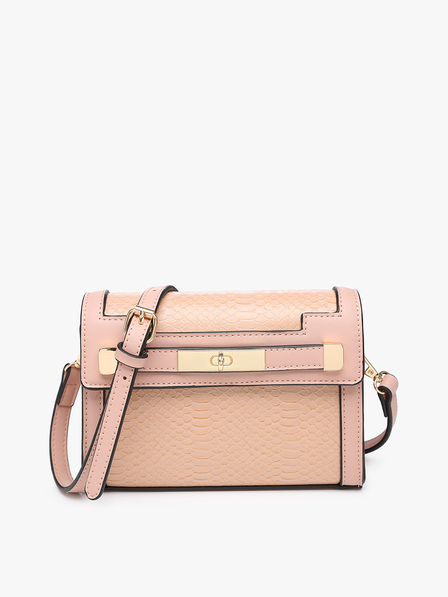 Etta Vegan Snake Crossbody in Pink - Jen & Co. vegan handbag