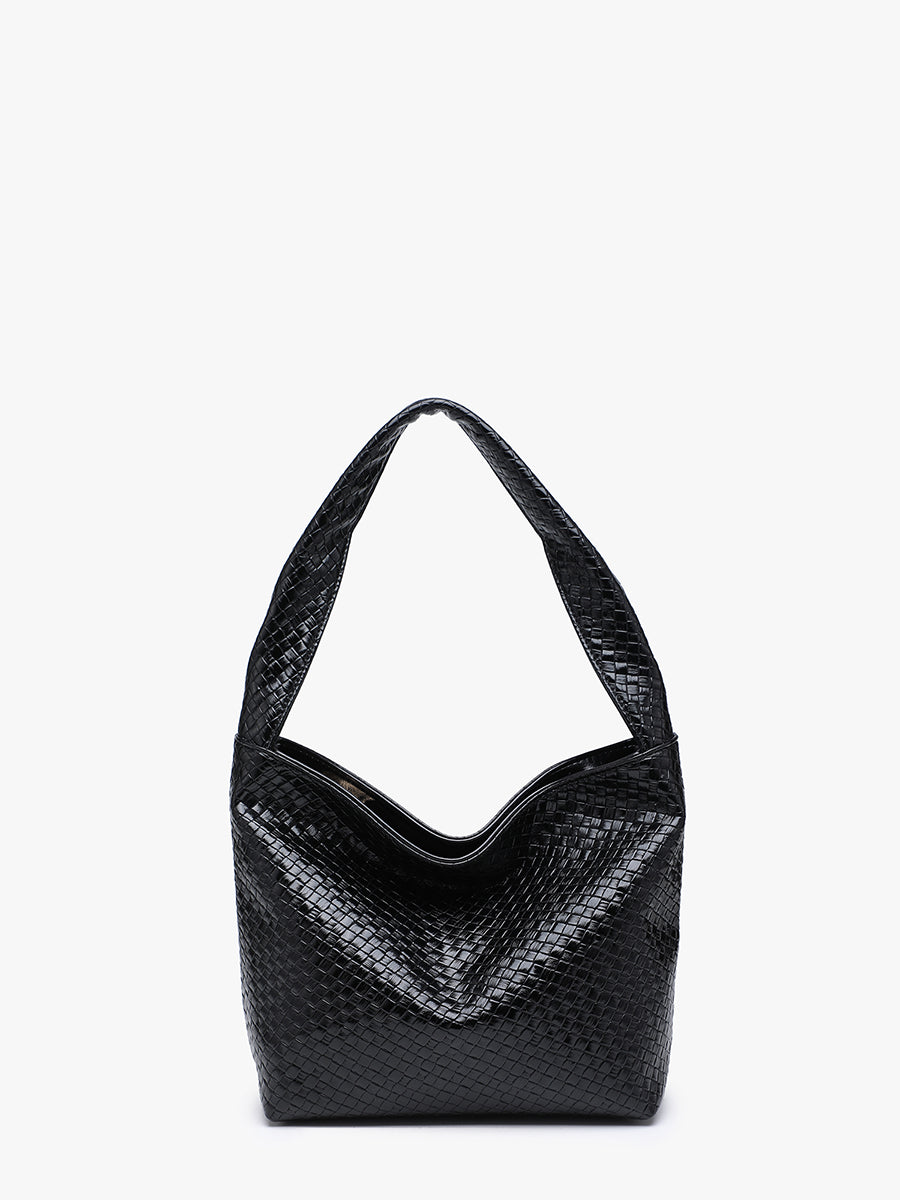 Selena Vegan Woven Hobo Black - Jen & Co. vegan handbag
