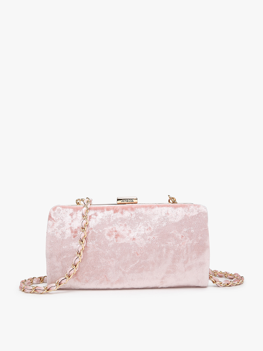 Sue Velvet Wallet Pouch Pink - Jen & Co. vegan handbag