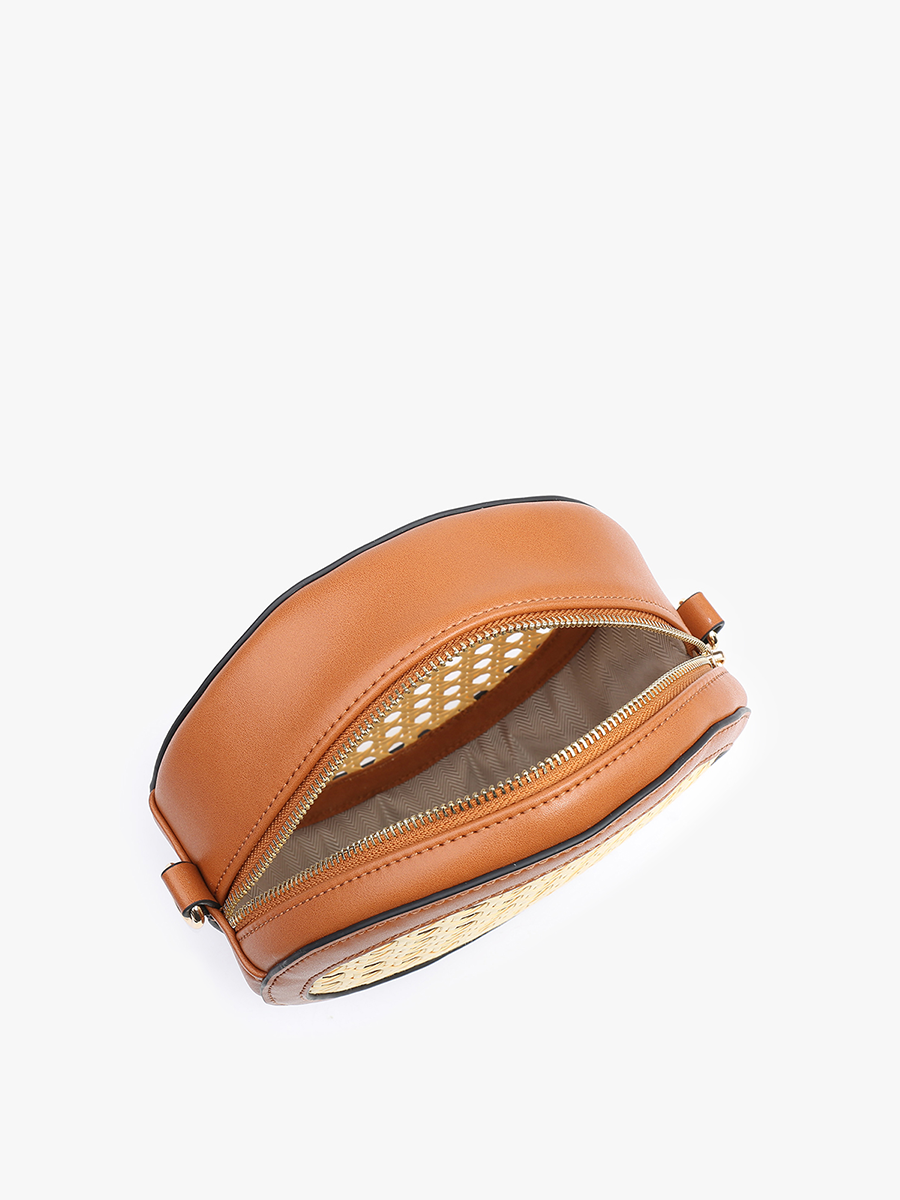 Frances Vegan Rattan Circ Crossbody - Jen & Co. vegan handbag