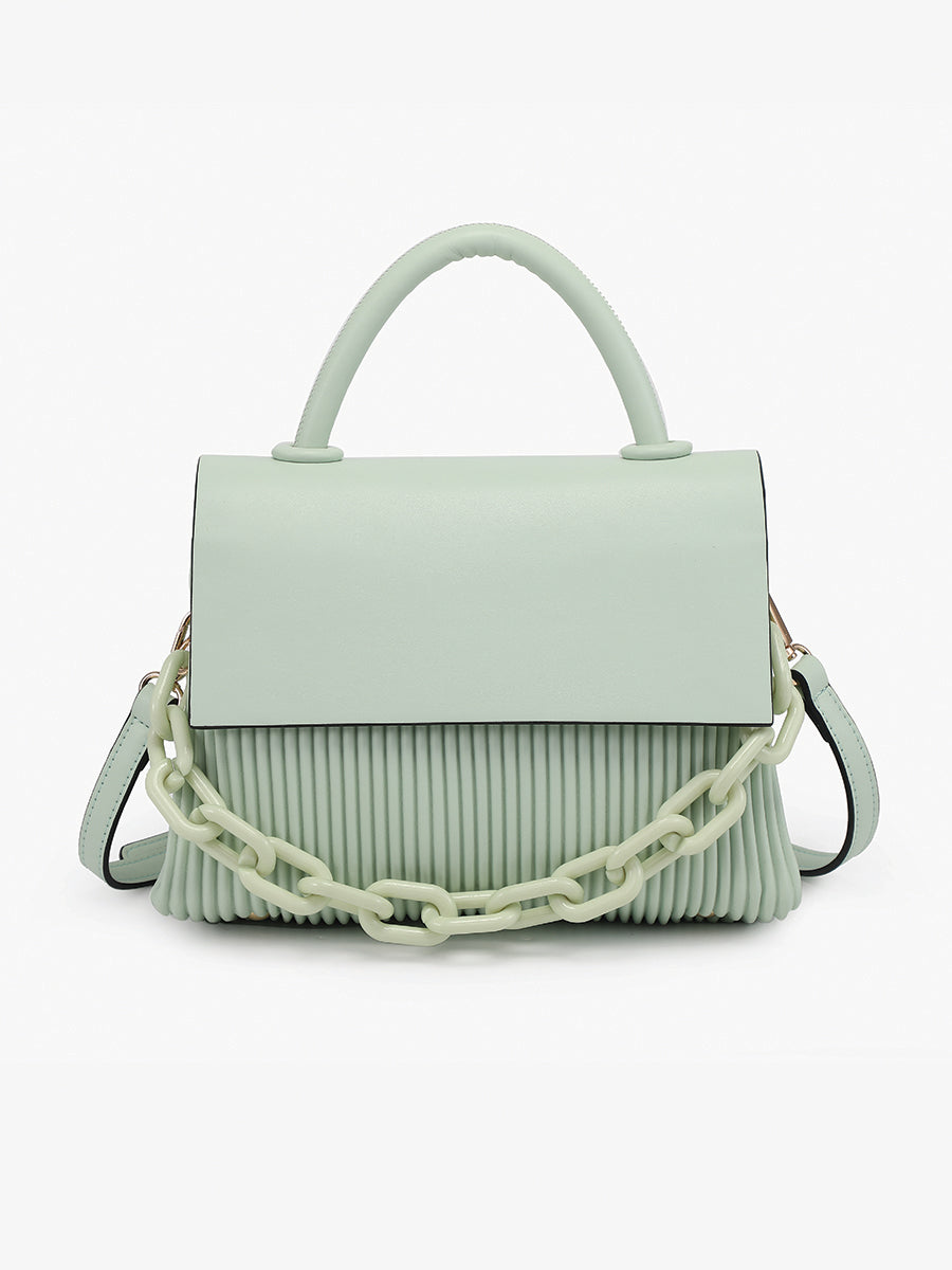 Anne Vegan Pleated Crossbody in Pale Mint - Jen & Co. vegan handbag