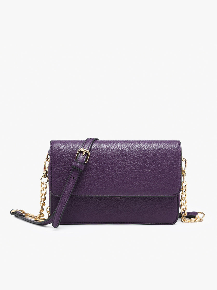 Lauryn Vegan Push-Lock Crossbody Dark Purple - Jen & Co. vegan handbag