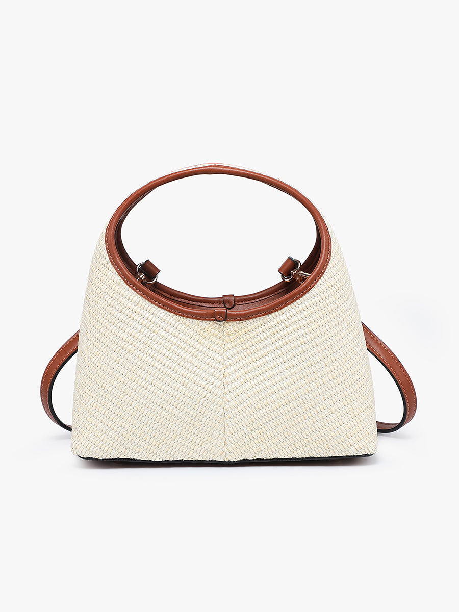 Catalina Vegan Straw Satchel in - Jen & Co. vegan handbag