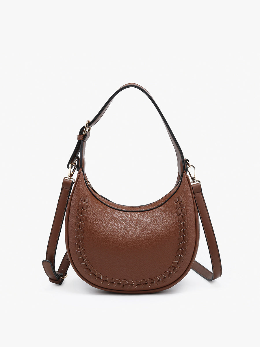 Tristan Vegan Whipstitch Shoulder Bag Brown - Jen & Co. vegan handbag