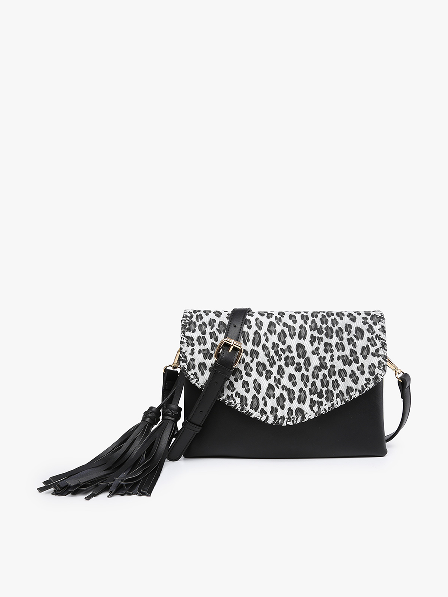 Sloane Faux Canvas Crossbody Black Lt. Grey - Jen & Co. vegan handbag