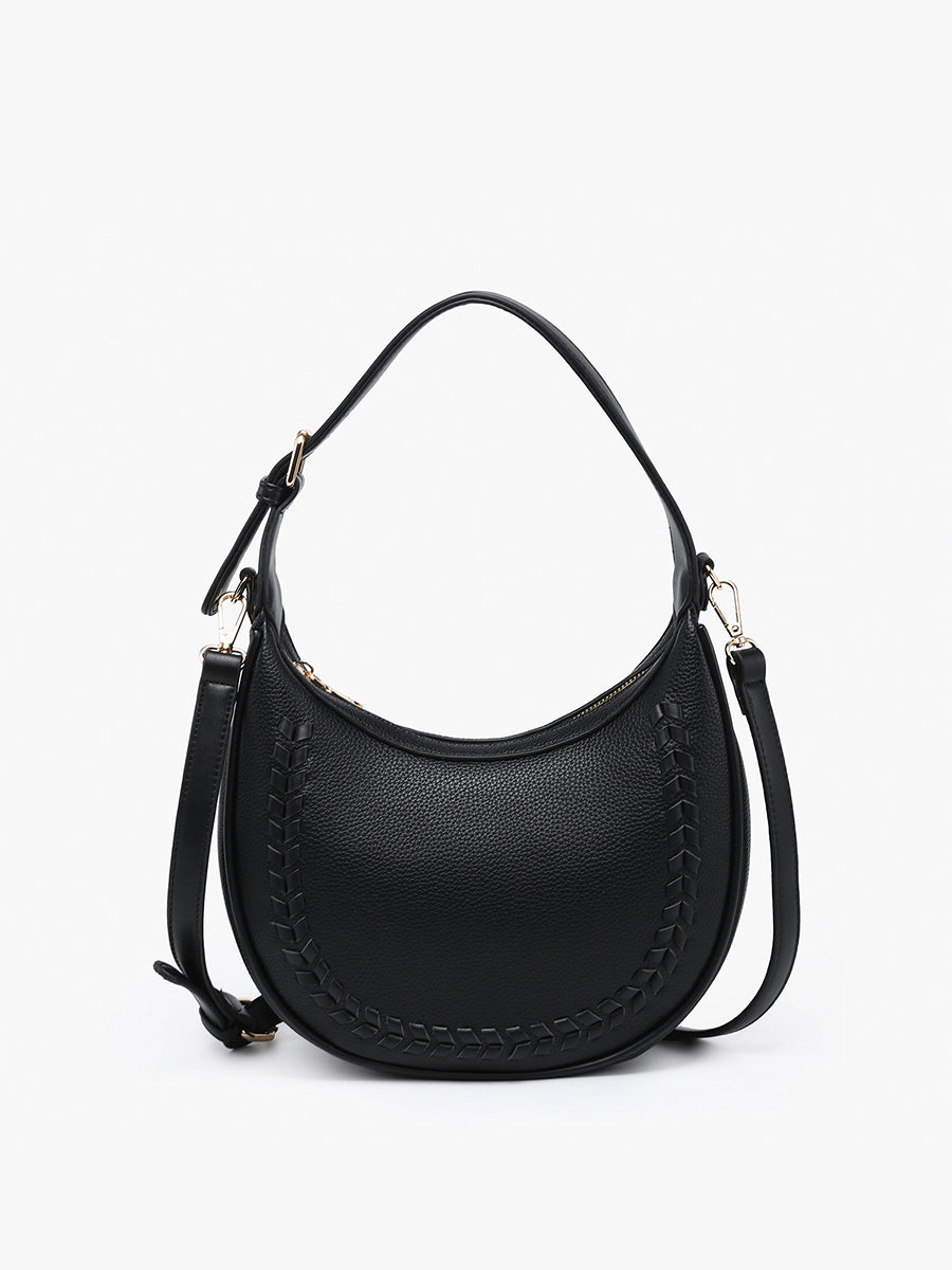 Tristan Vegan Whipstitch Shoulder Bag Black - Jen & Co. vegan handbag