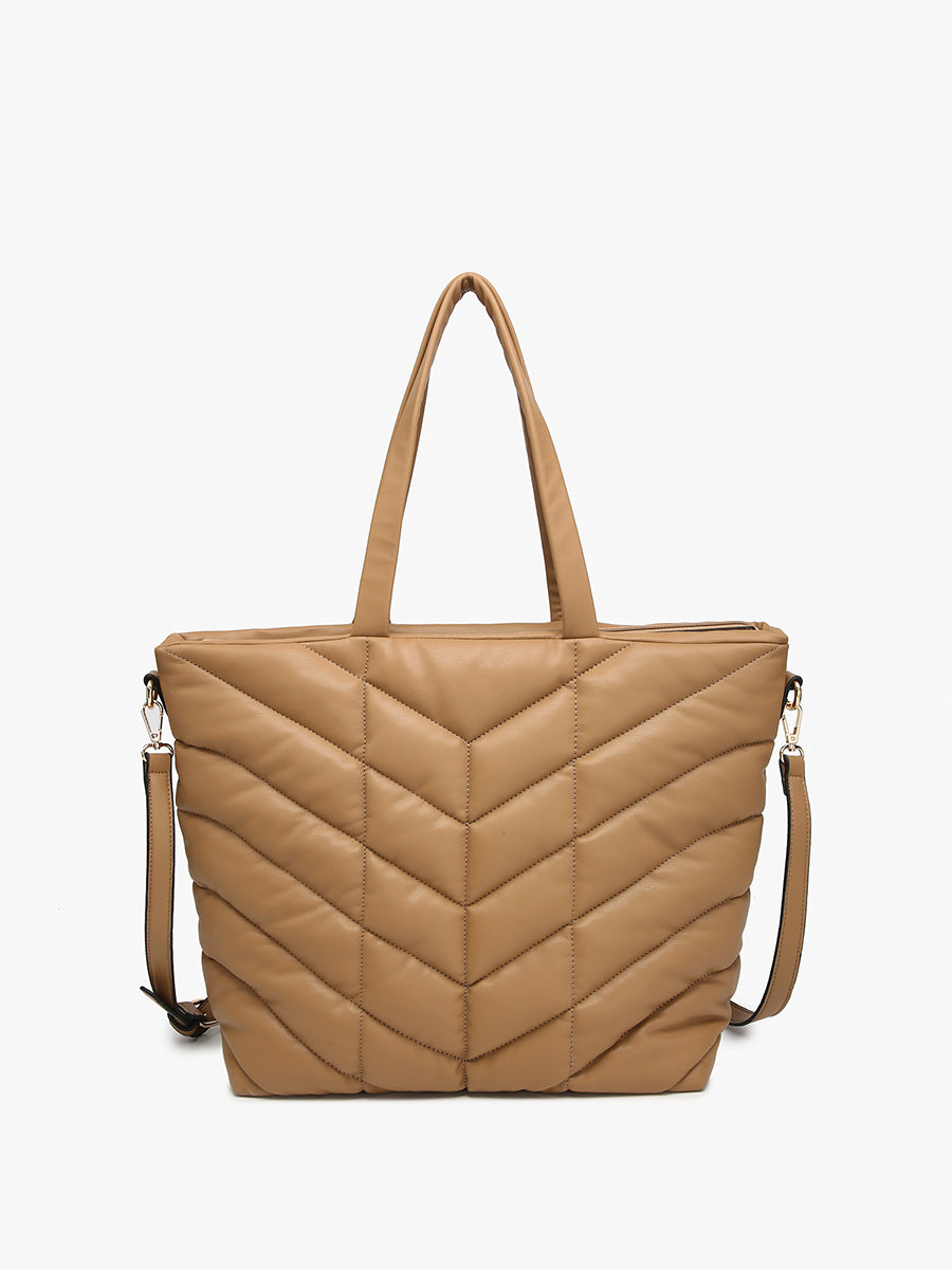 Brinley Vegan Quilted Chevron Tote – Jen & Co.