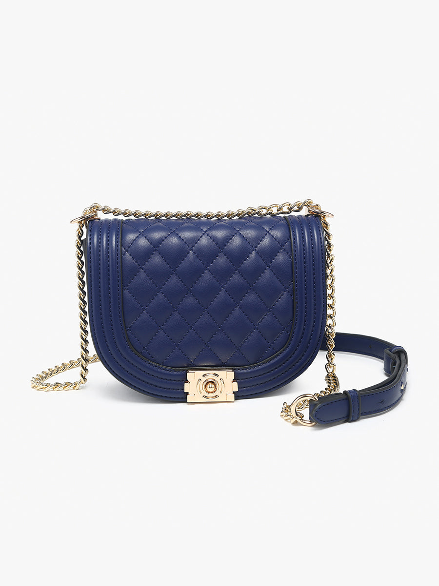 Diana Vegan Quilted Crossbody Dark Blue - Jen & Co. vegan handbag