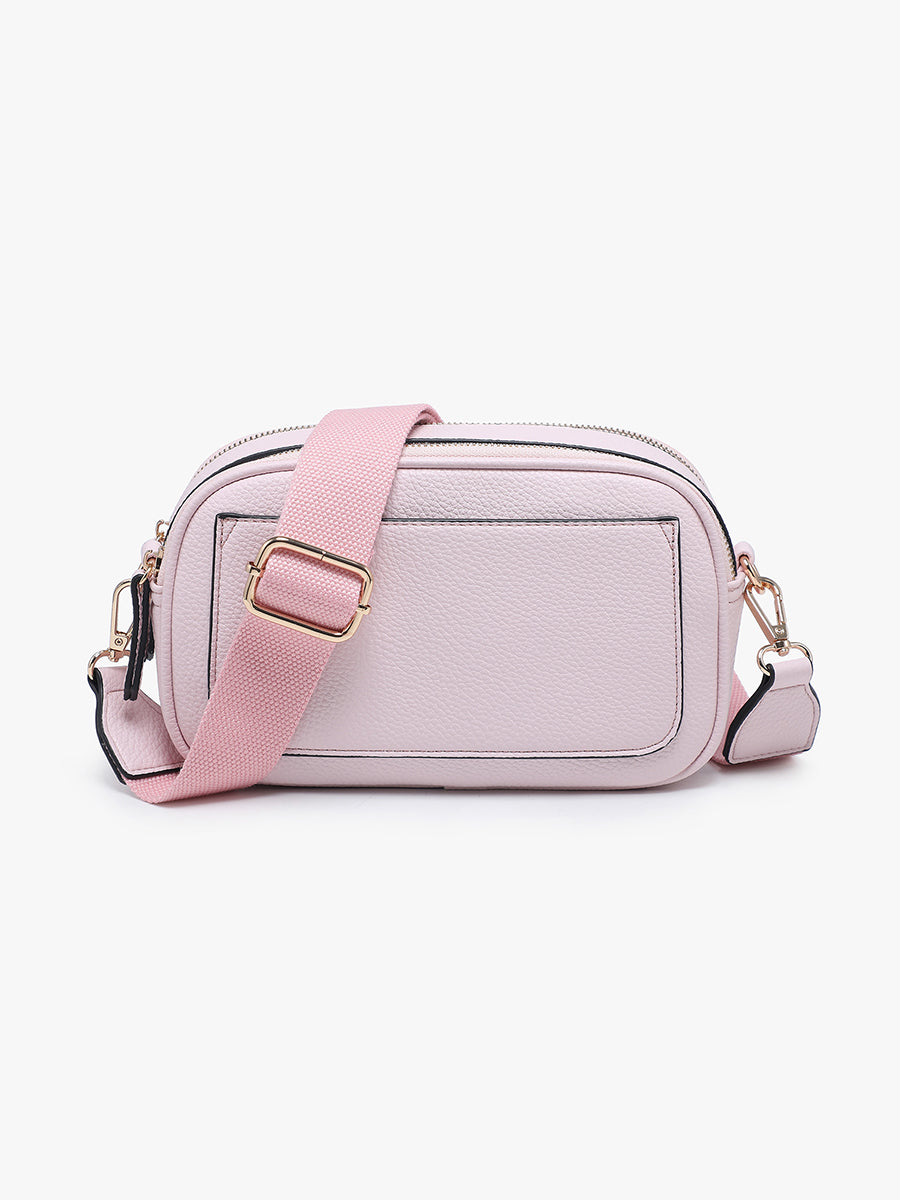 Sky Vegan Belt Bag/Crossbody Pale Pink - Jen & Co. vegan handbag