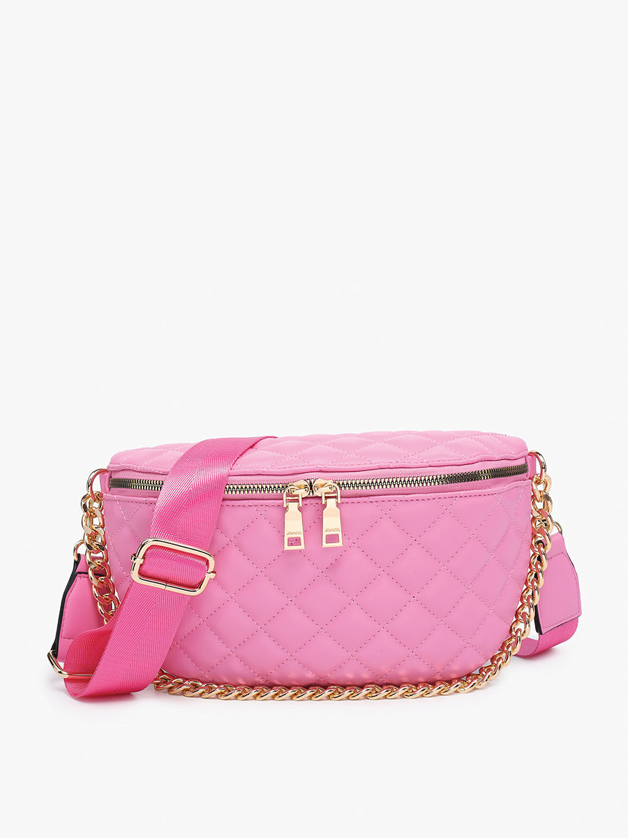 Sylvie Vegan Quilted Belt Bag Bubblegum - Jen & Co. vegan handbag