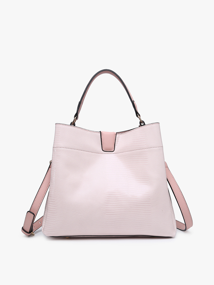 Tati Vegan Lizard Satchel in Baby Pink - Jen & Co. vegan handbag
