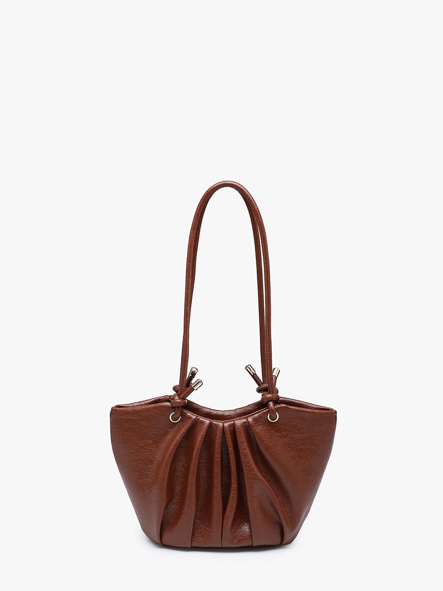 Athena Vegan Pleated Shoulder Bag Brown - Jen & Co. vegan handbag