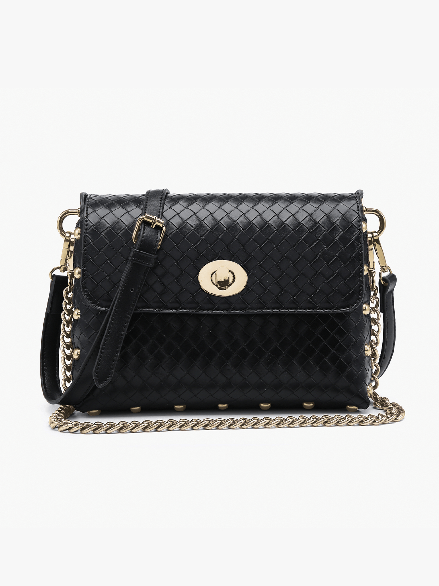 Yazmin Vegan Woven Crossbody Black - Jen & Co. vegan handbag