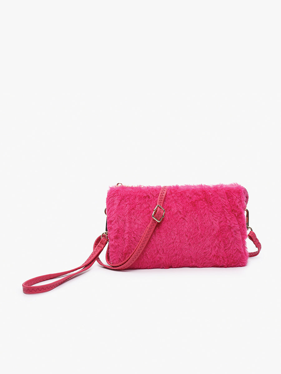 Riley Faux Fur Crossbody Fuchsia - Jen & Co. vegan handbag