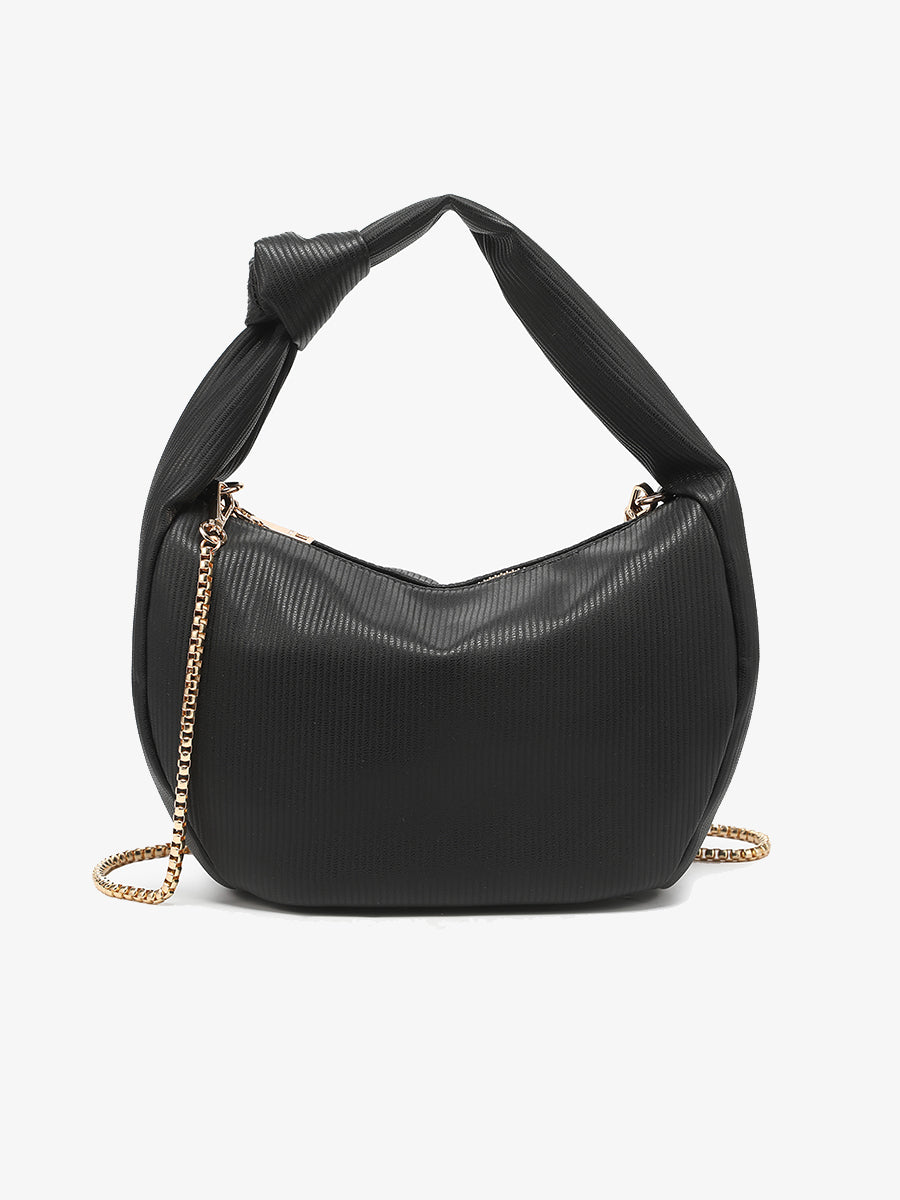 Evelyn Vegan Pleated Shoulder Bag Black - Jen & Co. vegan handbag