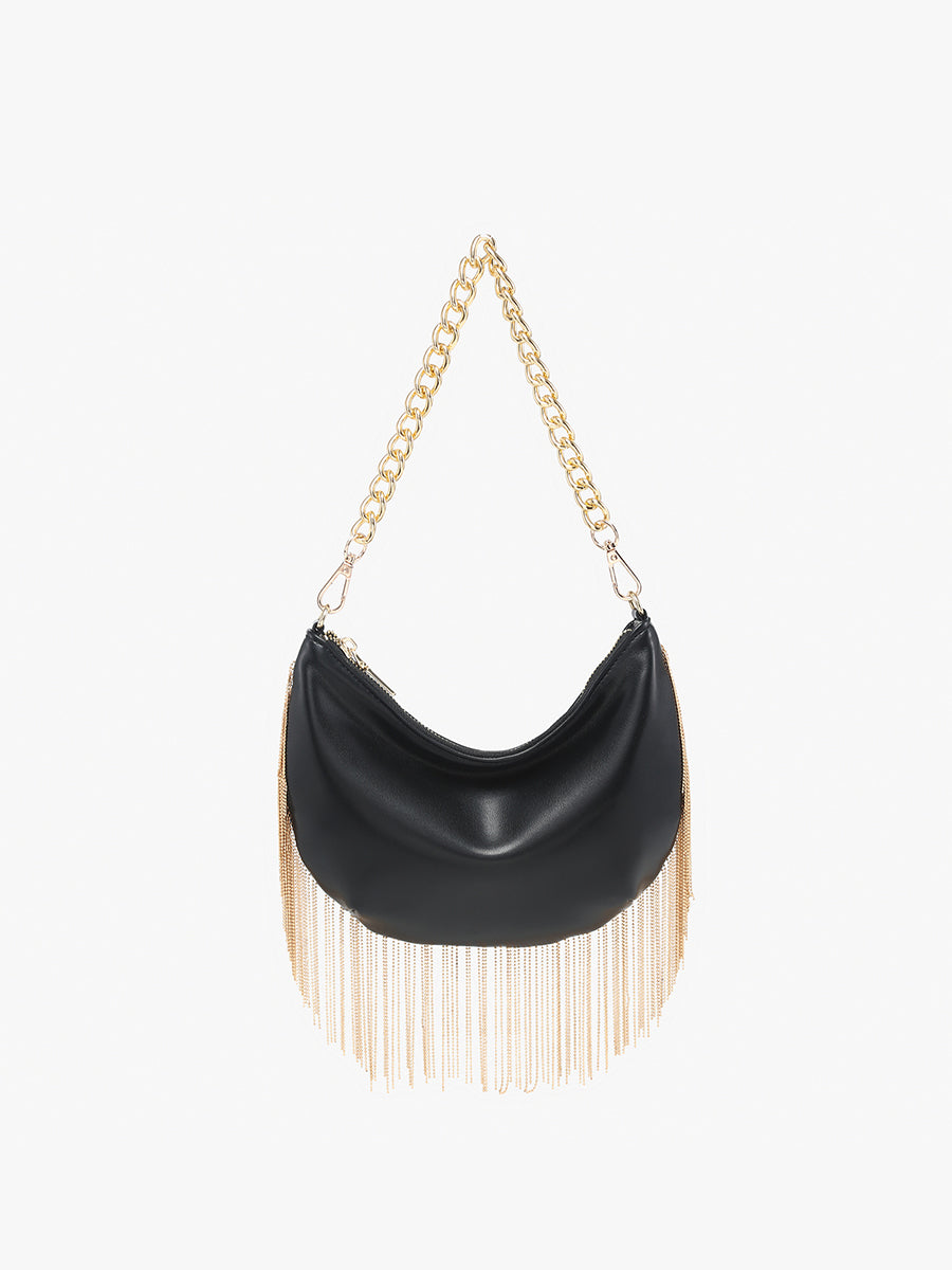 Juna Vegan Fringe Crossbody in Black - Jen & Co. vegan handbag