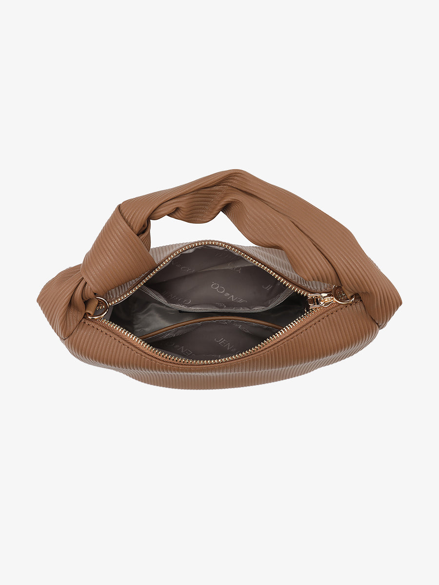 Evelyn Vegan Pleated Shoulder Bag - Jen & Co. vegan handbag