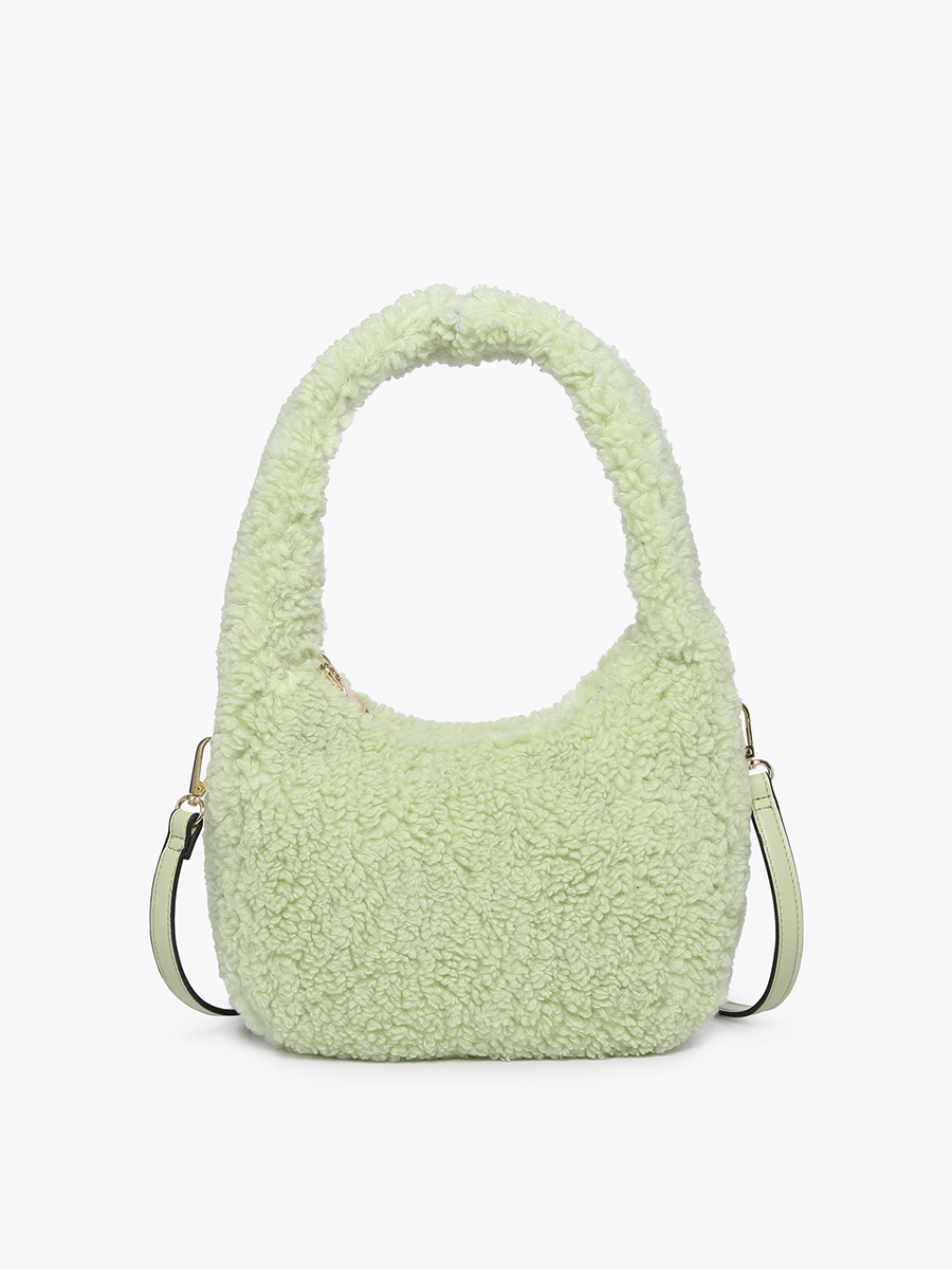 Gabrielle Vegan Sherpa Shoulder Bag in Green - Jen & Co. vegan handbag