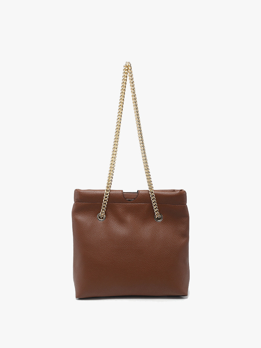 Casey Vegan Snap Hinge Satchel Brown - Jen & Co. vegan handbag