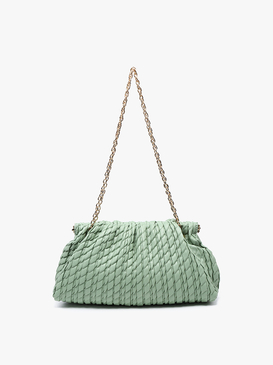 Ruthie Vegan Ruched Chain Satchel - Jen & Co. vegan handbag