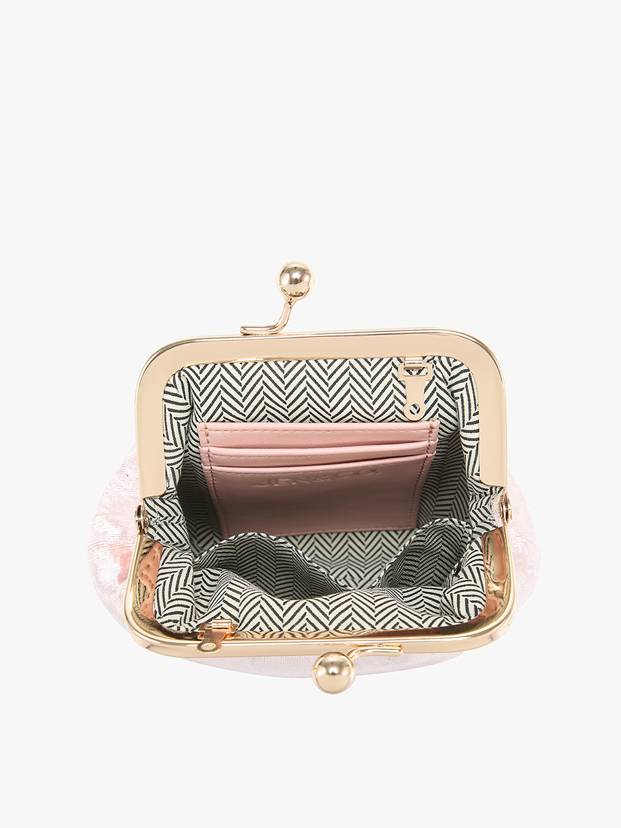 Cleo Velvet Coin Pouch in - Jen & Co. vegan handbag