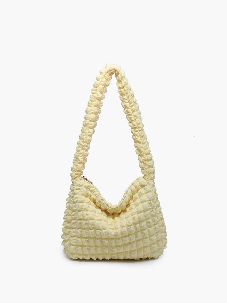 Rosemary Quilted Nylon Crossbody Pale Yellow - Jen & Co. vegan handbag