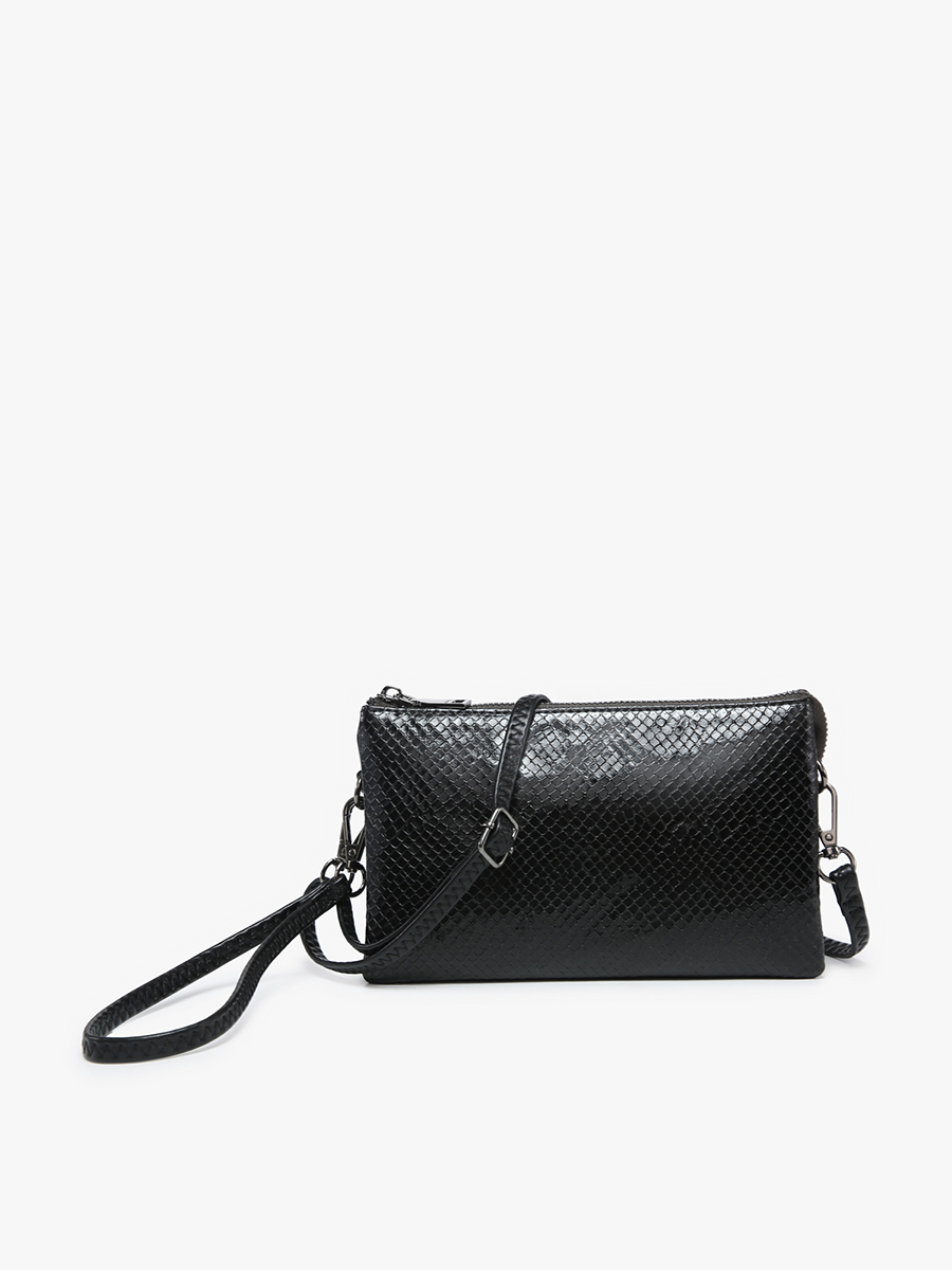 Riley Vegan Snake Crossbody Black - Jen & Co. vegan handbag