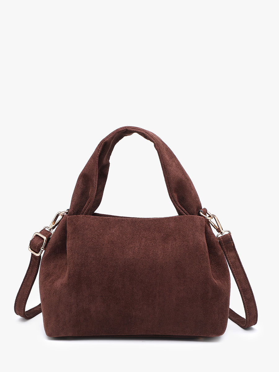 Lia Vegan Suede Satchel Espresso - Jen & Co. vegan handbag