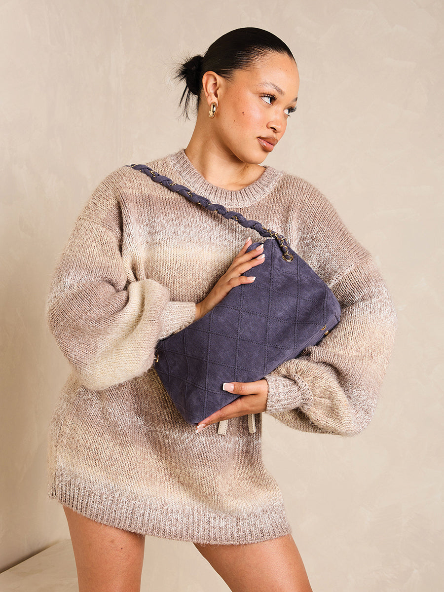 Dominique Faux Suede Shoulder Bag – Jen & Co.