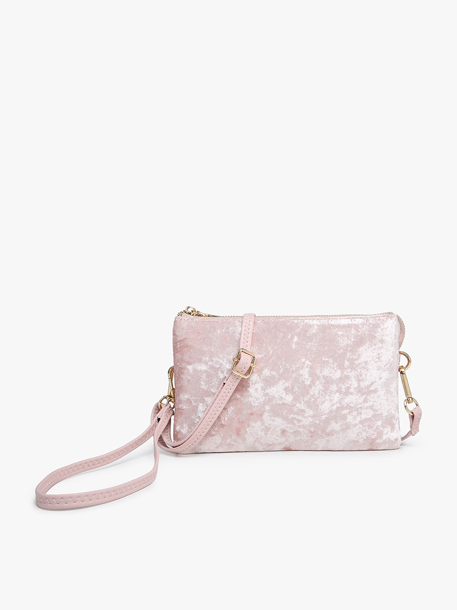 Riley Velvet Crossbody Pink - Jen & Co. vegan handbag