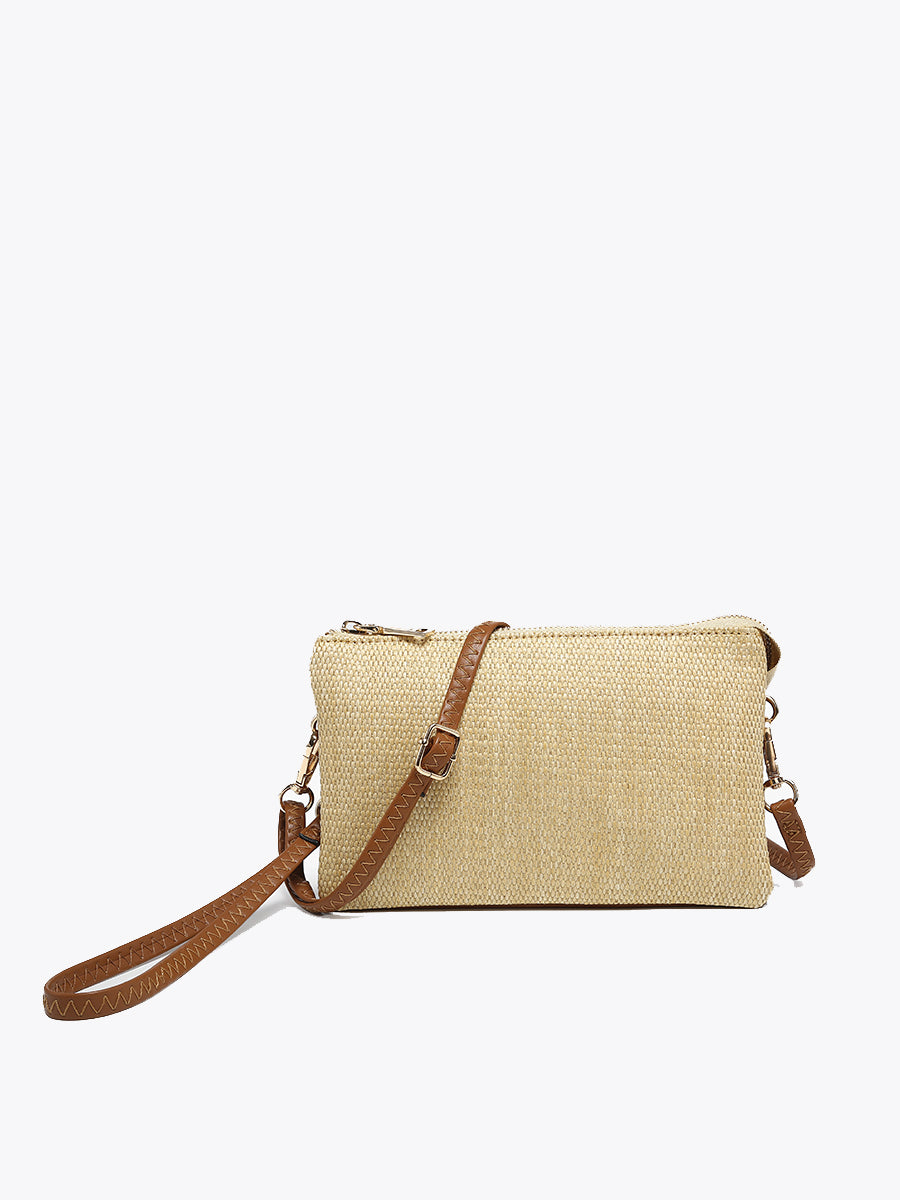 Riley Vegan Micro Straw Crossbody Natural - Jen & Co. vegan handbag