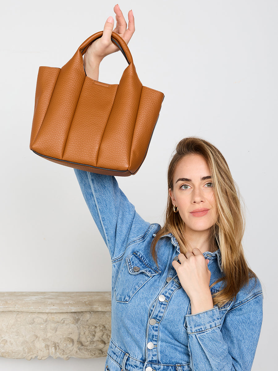 Maddox Vegan Pleated Satchel - Jen & Co. vegan handbag