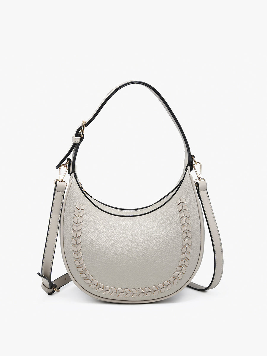 Tristan Vegan Whipstitch Shoulder Bag Warm Grey - Jen & Co. vegan handbag