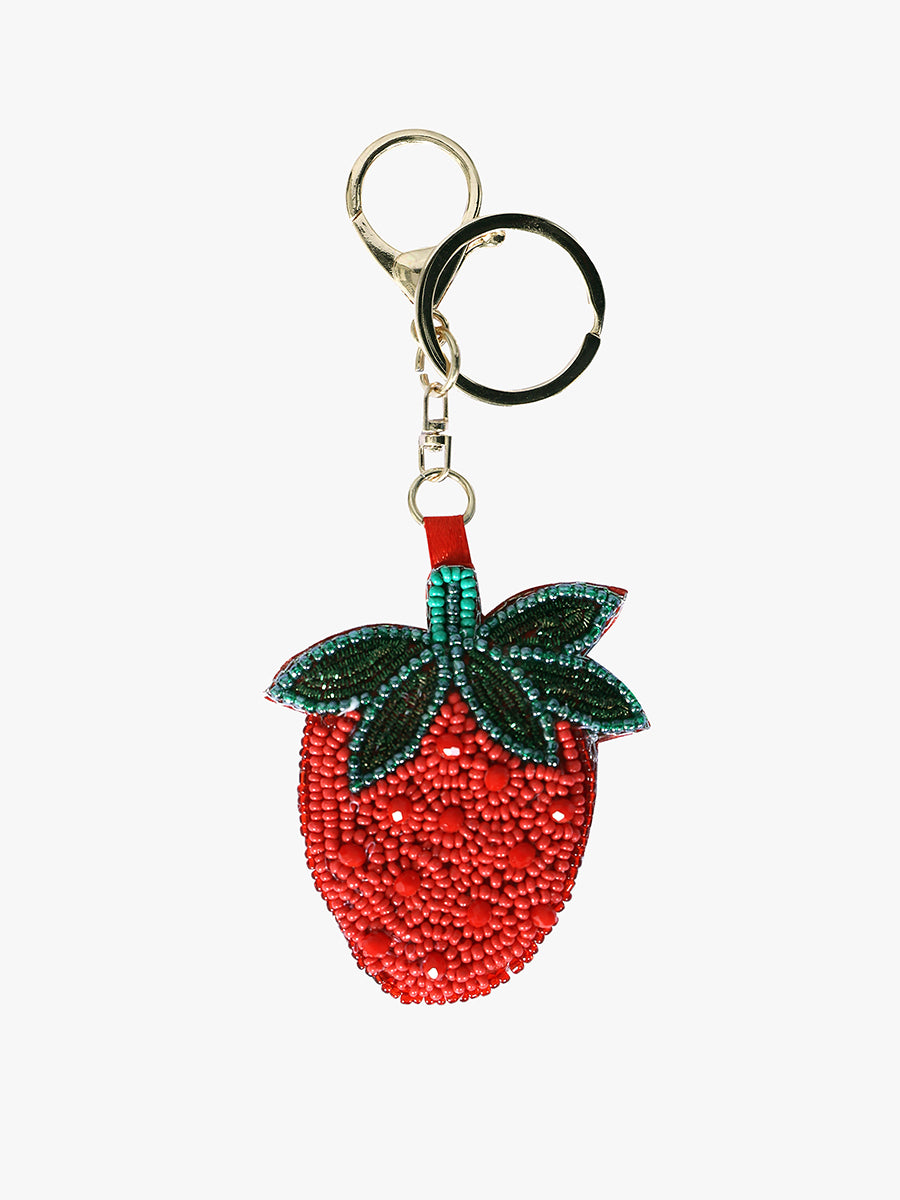 Beaded Bag Charm Strawberry - Jen & Co. vegan handbag
