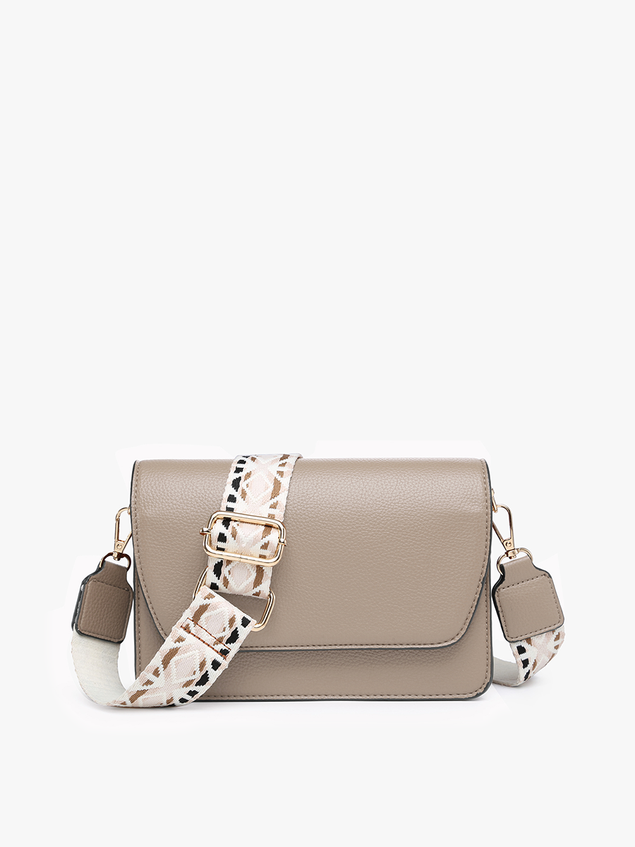 Noah Vegan Guitar Strap Crossbody Parchment - Jen & Co. vegan handbag