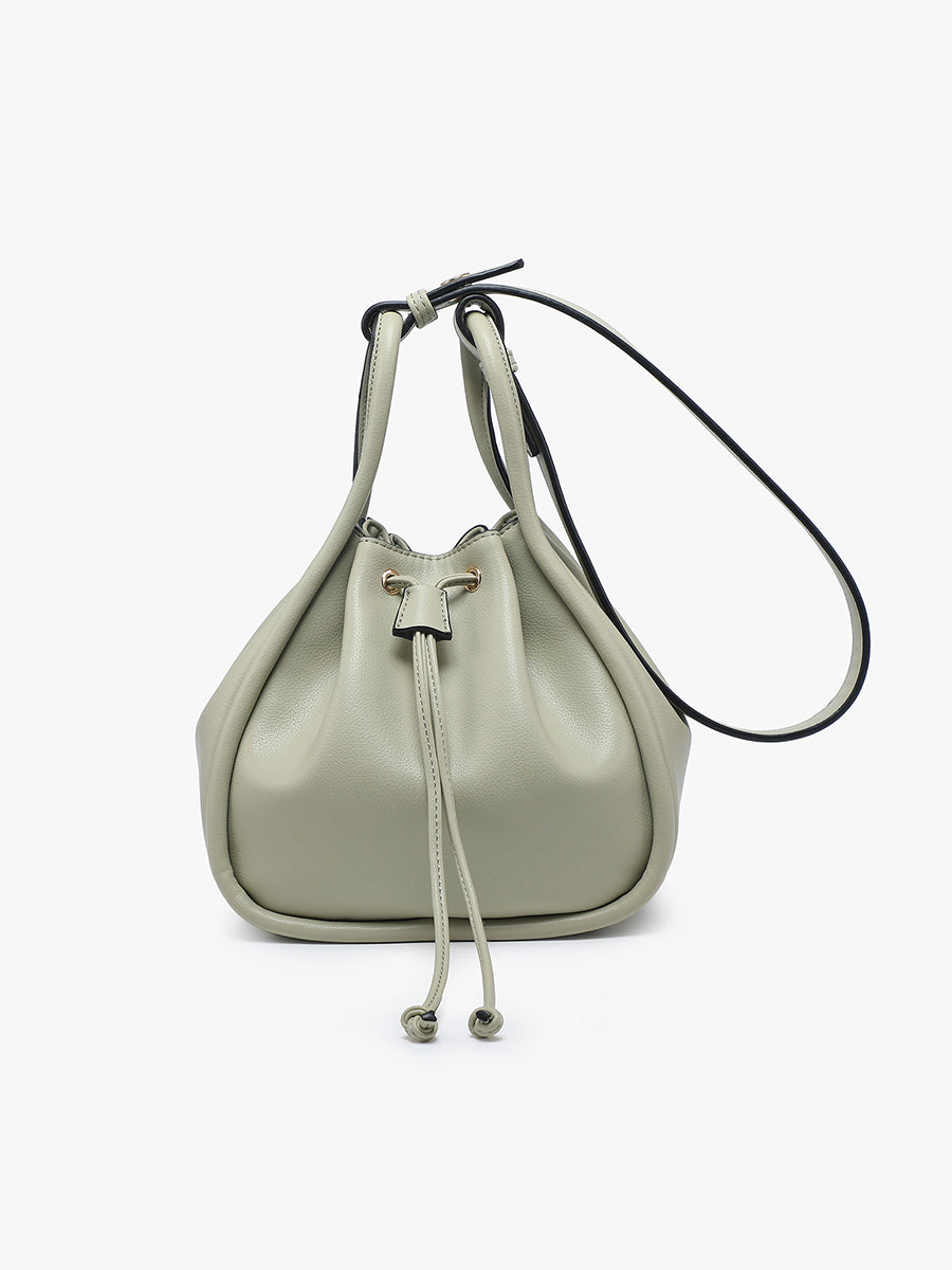 Sophie Vegan Drawstring Bucket Bag Lt. Sage - Jen & Co. vegan handbag