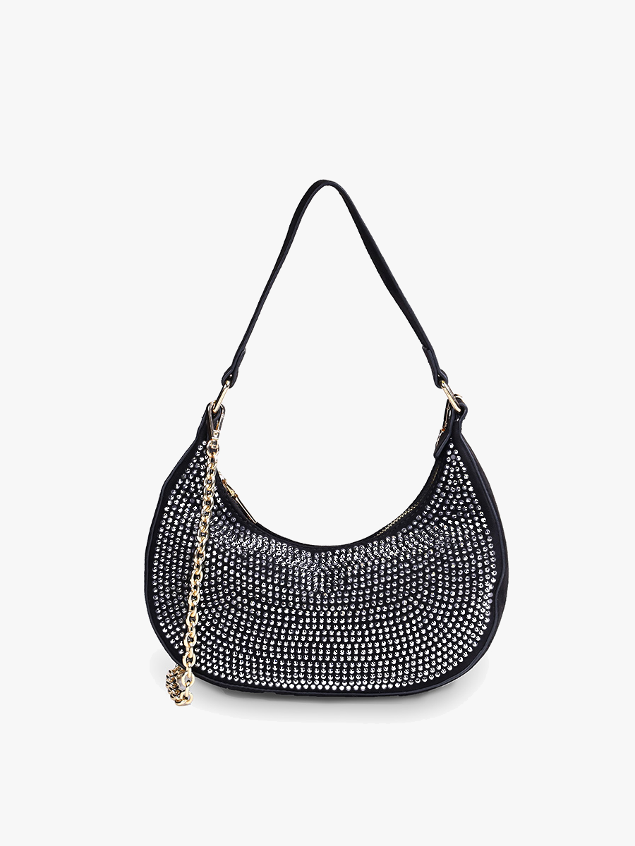 Winona Vegan Shoulder Bag Silver Black - Jen & Co. vegan handbag