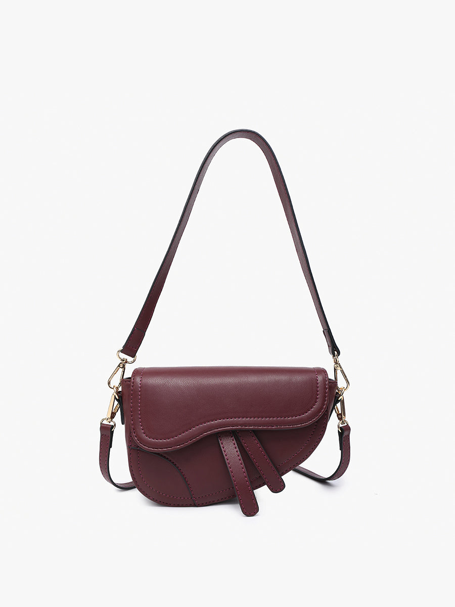 Marisol Vegan Asymmetrical Saddle Bag Merlot - Jen & Co. vegan handbag