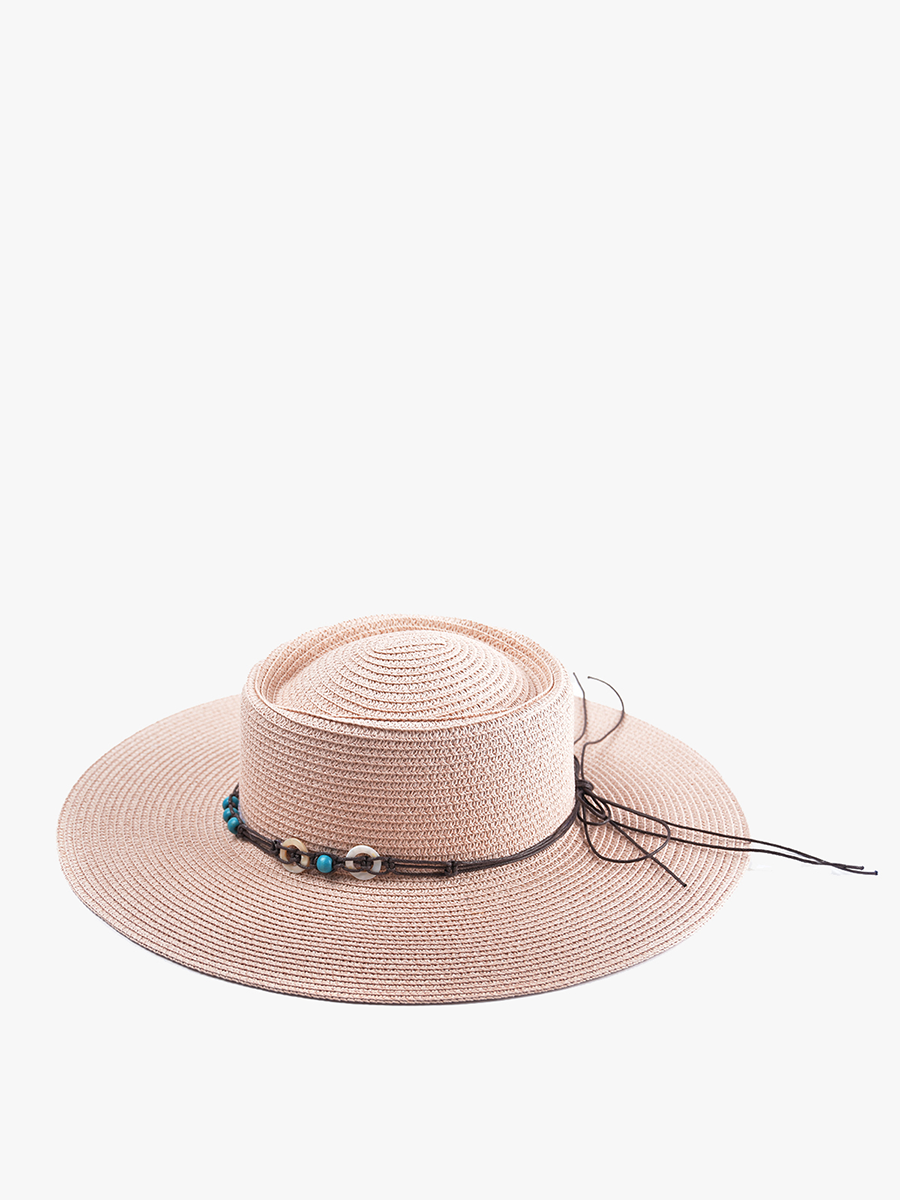 Brianna Turq/Seashell Band Hat in Blush - Jen & Co. vegan handbag